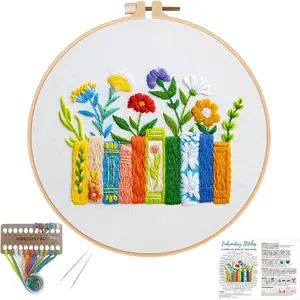 Funny Embroidery Kits for Beginners, Stitch Kit for Adults,DIY Needlepoint with Books Bookmarks and