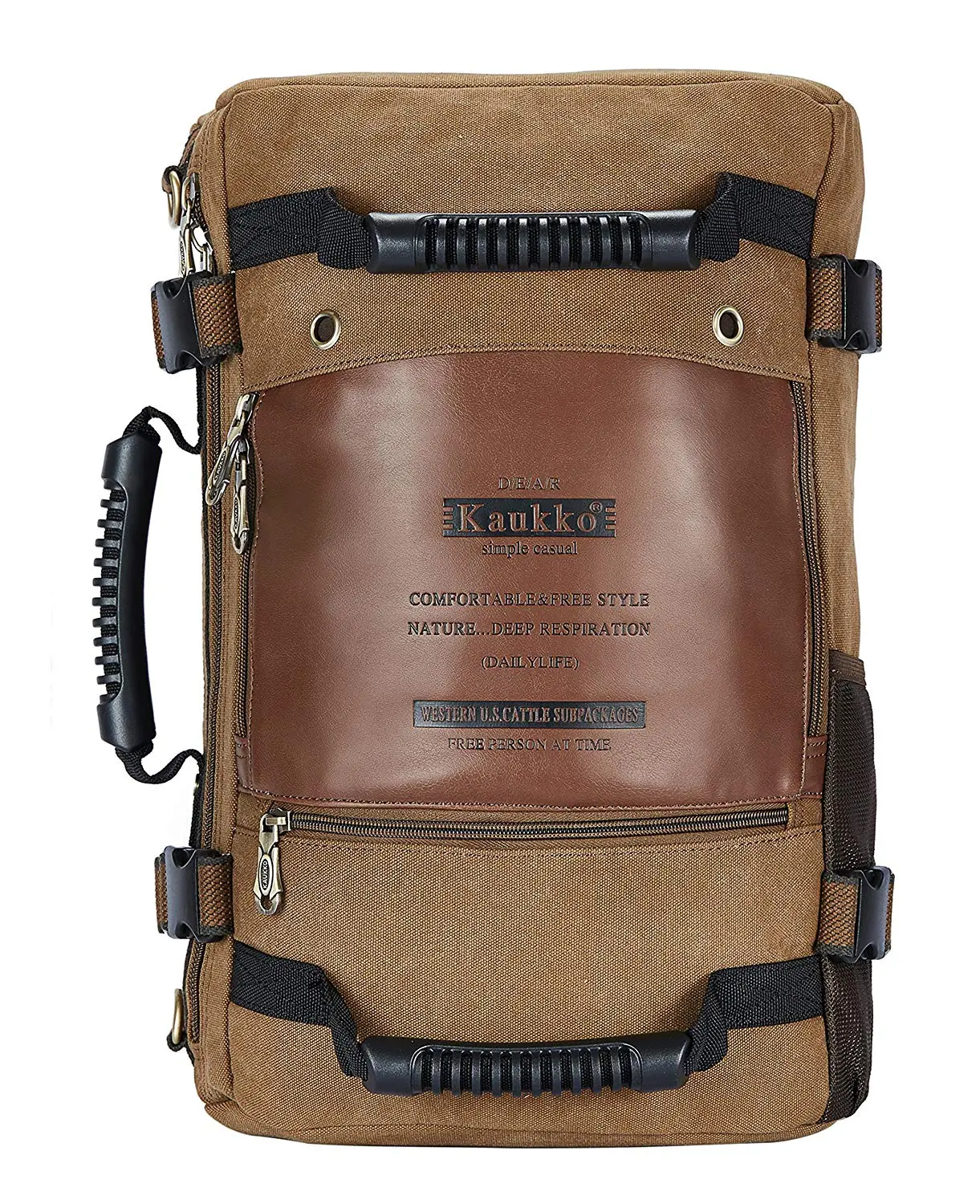 KAUKKO Outdoor Travel Men Backpack, Hiking Camping Canvas Rucksack KAUKKO Outdoor Travel Men Backpack, Hiking Camping Canvas Rucksack