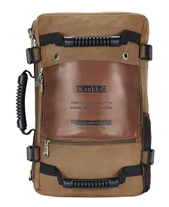 KAUKKO Outdoor Travel Men Backpack, Hiking Camping Canvas Rucksack