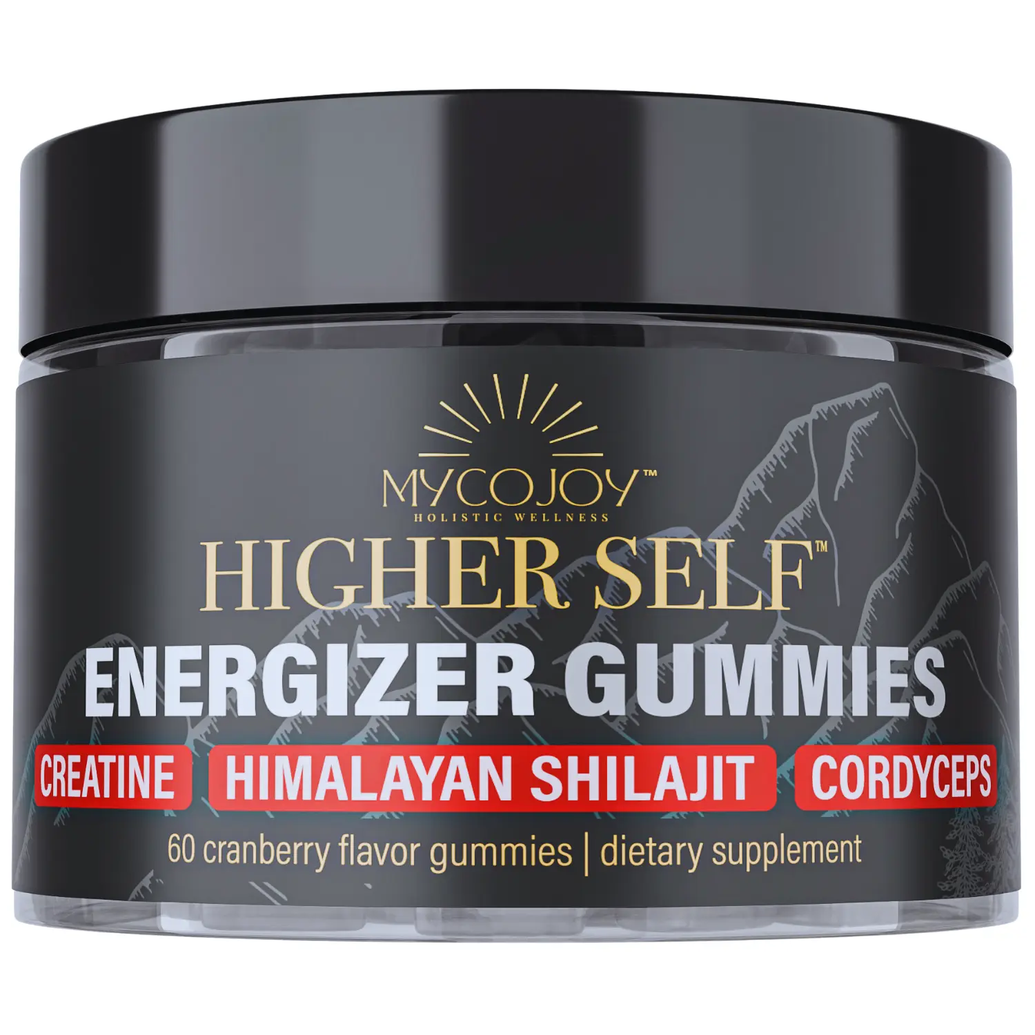 Higher Self Energizer Gummies Triple-Action Daily ATP Energy Booster with Himalayan Shilajit, Creatine and Cordyceps Mushroom Extract, Zinc and Iron for Cellular Energy, Endurance and Replenishment Cranberry Flavor 60 Gummies