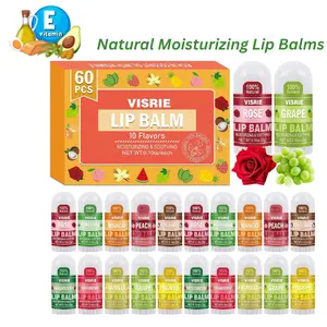 60 Pack Mini Lip Balm Bulk – Natural Moisturizing Lip Balms with Vitamin E & Coconut Oil, 10 Assorted Flavors for Dry & Cracked Lips-Perfect for Christmas gift