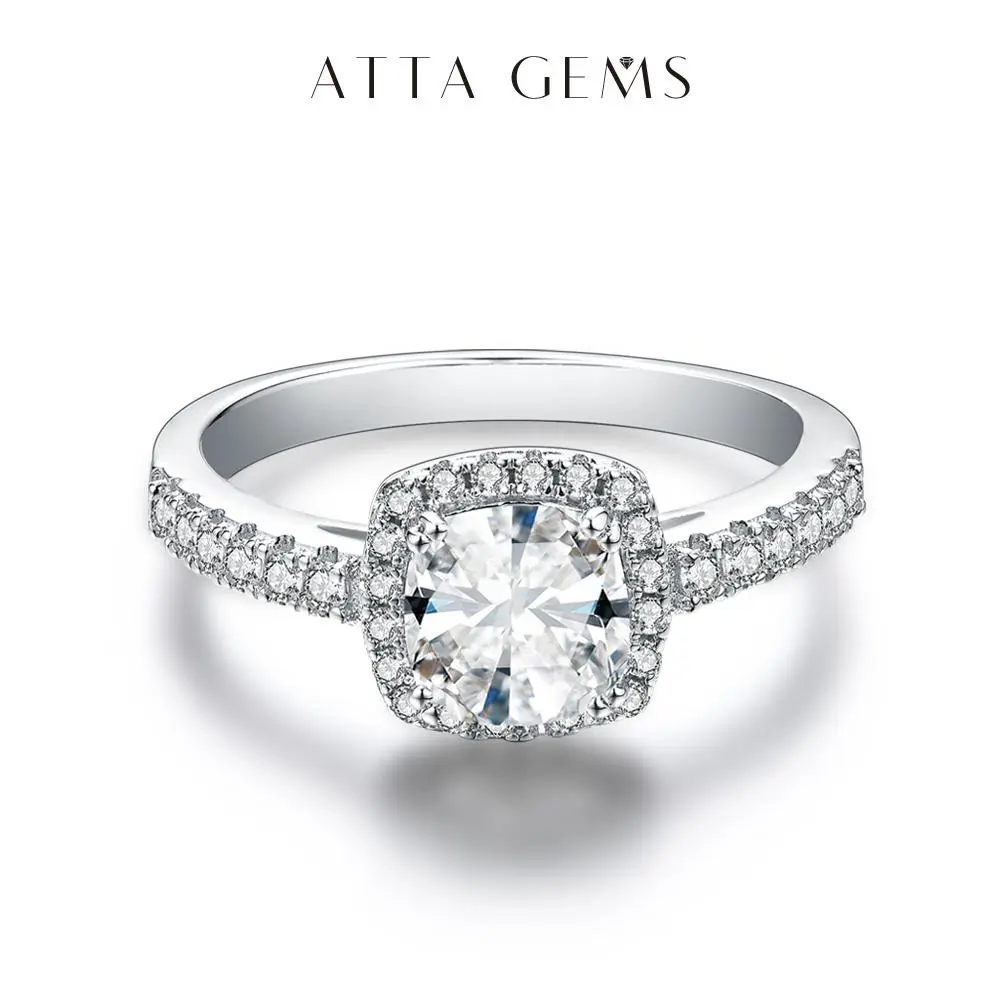 Women's 1.5ct Cushion Cut Synthetic Moissanite Statement Ring, Fine Jewelry Wedding Band, Birthday Gift Ring R047 summerwins