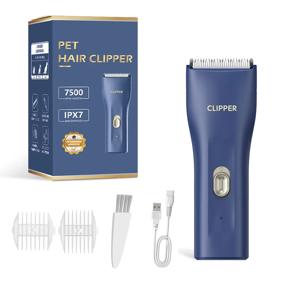 Dog Grooming Kit Clipper for Thick Coat Low Noise Cordless Cat Hair Trimmer Rechargeable Shaver Pet Grooming Tools for Small and Large Animals