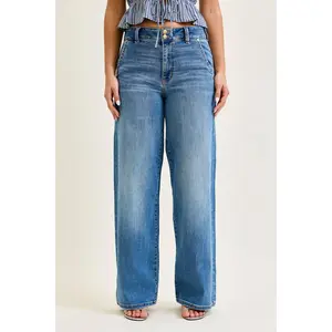 Judy Blue High Waist Column Trouser Wide Leg Denim Jeans 82696 - 3 Inseam Options