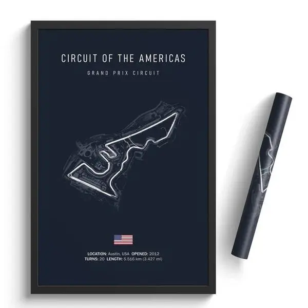 Framed Racing Grand Prix Circuit Wall Posters - Artistic Room Aesthetic Prints, Home Goods Finds, Sweet Home Decor, Ideal Gift for Racing Fans Featuring Monaco, Spa, Nürburgring, Monza, Circuit of America Tracks