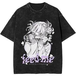 valentine shirts  Anime My Hero Academia Himiko Toga Graphic T-shirt Men Women Cotton Tshirts Vintage Washed Oversized8Tee Male Manga T Shirt
