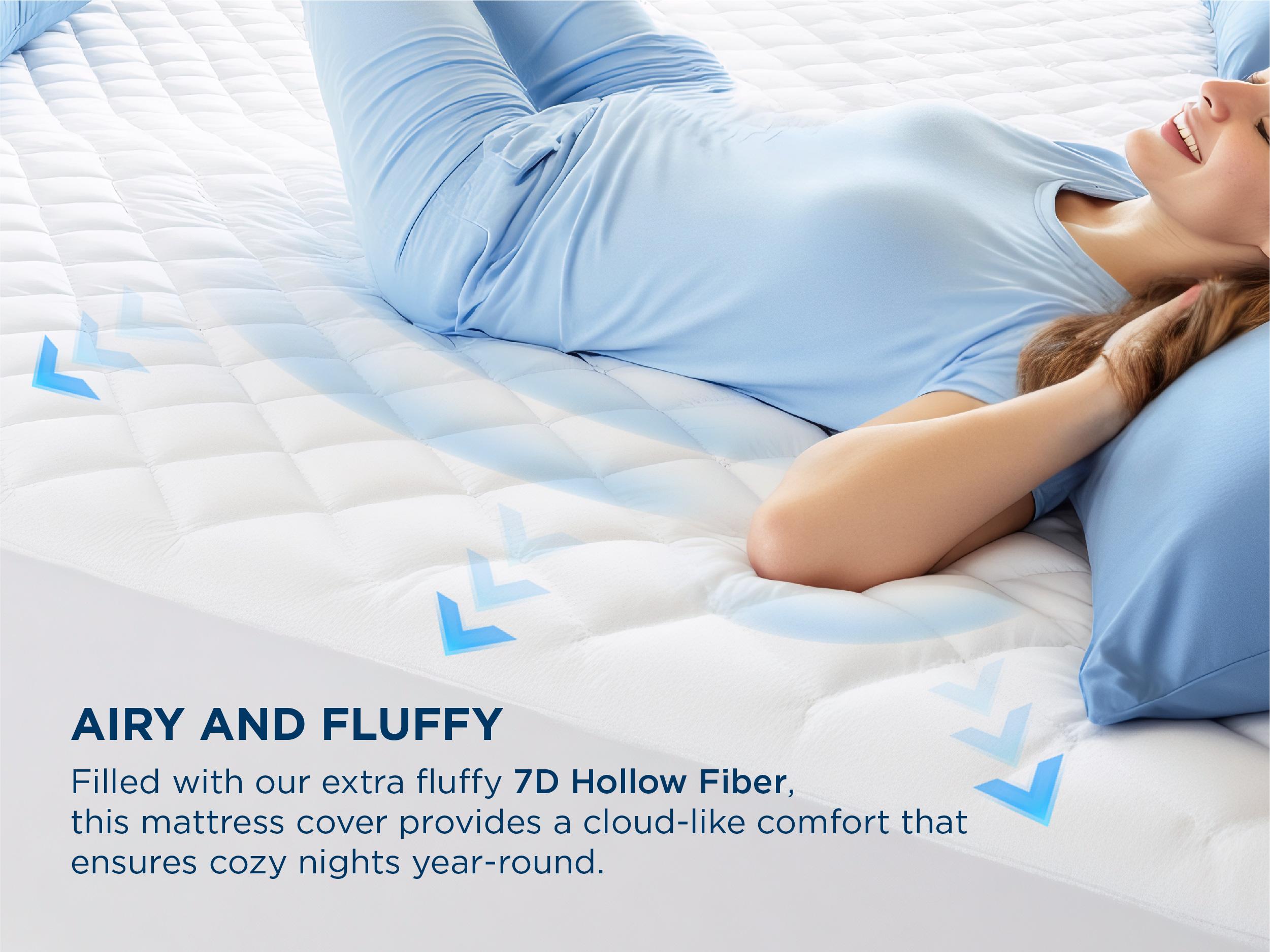 【Spring Glow Up】Bedsure  Mattress Protector, Quilted Waterproof Mattress Protector with Deep Pocket up to 22 Inches, Soft Breathable Noiseless Bed Pad Topper, Queen Bed Cover for Home, Bedroom, Hotel – White