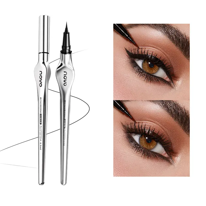 novo New Liquid Eyeliner Pen, Ultra Fine Tip Quick Dry Waterproof Sweat Resistant Smudge Resistant Eye Makeup for Beginners, Suitable for Under Eye Liner Lipliner Cosmetic