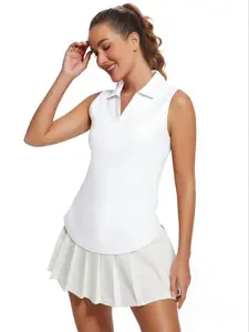 Women's Casual Sleeveless Golf Polo Shirt V Neck Tennis Top, Moisture Wicking Lightweight Top for Sports and Outdoors, Tennis Attire