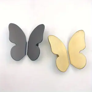 1 Pair Sleek & Sturdy Butterfly Shaped Metal Finger Pulls, Brushed Finish Drawer Cabinet Handles with Symmetrical Design, Durable Knobs for Dressers, Wardrobe, Vanity, Storage & Jewelry Boxes, Includes Screws