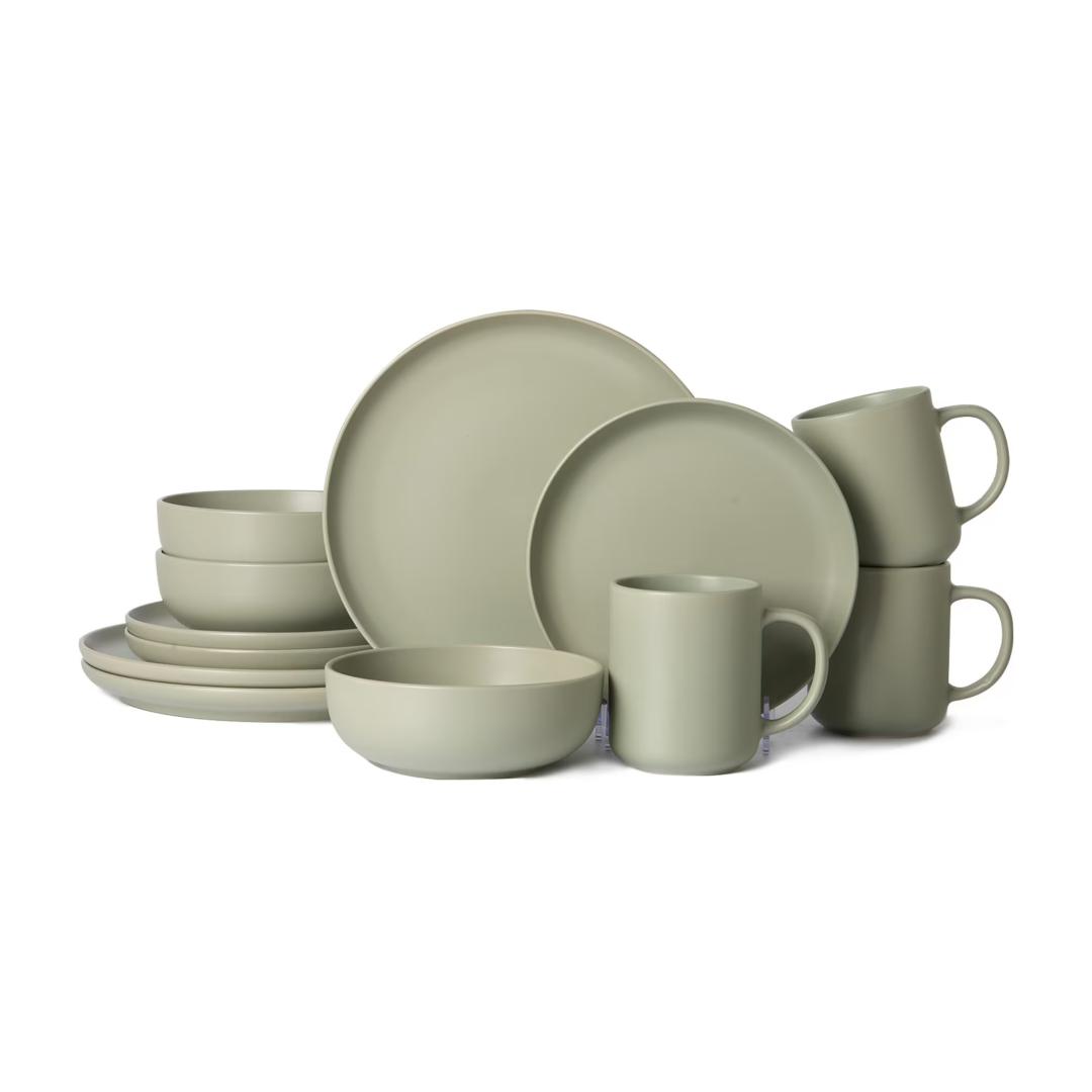 12-Piece Stoneware Dinnerware Sets With Mugs  Microwave & Dishwasher Safe  Non-Toxic Dinner Plates Bowls Set   Stackable Matte Glaze Kitchenware For 3