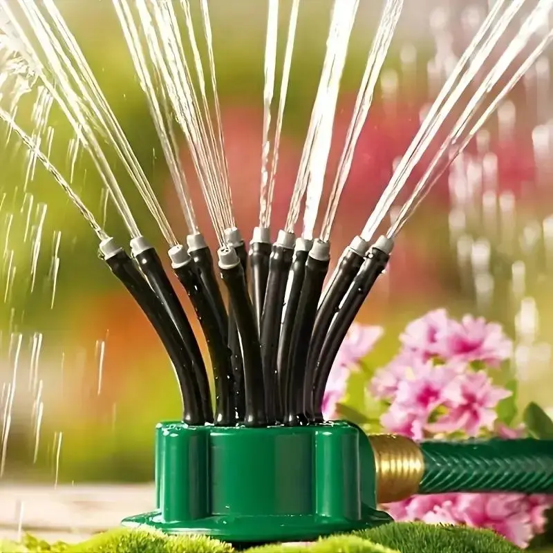 Adjustable Multi-Head Garden Sprinkler, 360° Rotation, Durable Plastic, Adjustable Nozzles, Even Water Distribution, Garden Water Sprinklers