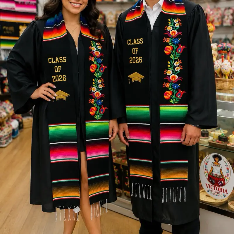 Mexican Graduation Stole Class of 2026 – 2027 Embroidered Serape Sash