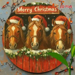 Aluminum Christmas Horse Ornament for Front Door Garden Decor Housewarming Gift Holiday Hanging Decoration for Indoor Outdoor