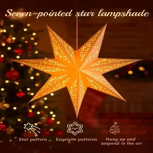 2pcs Seven-Pointed Star Paper Lantern Covers Dustproof Decorations, Christmas Stars Holiday Celebrations, Wedding Hanging Ornaments