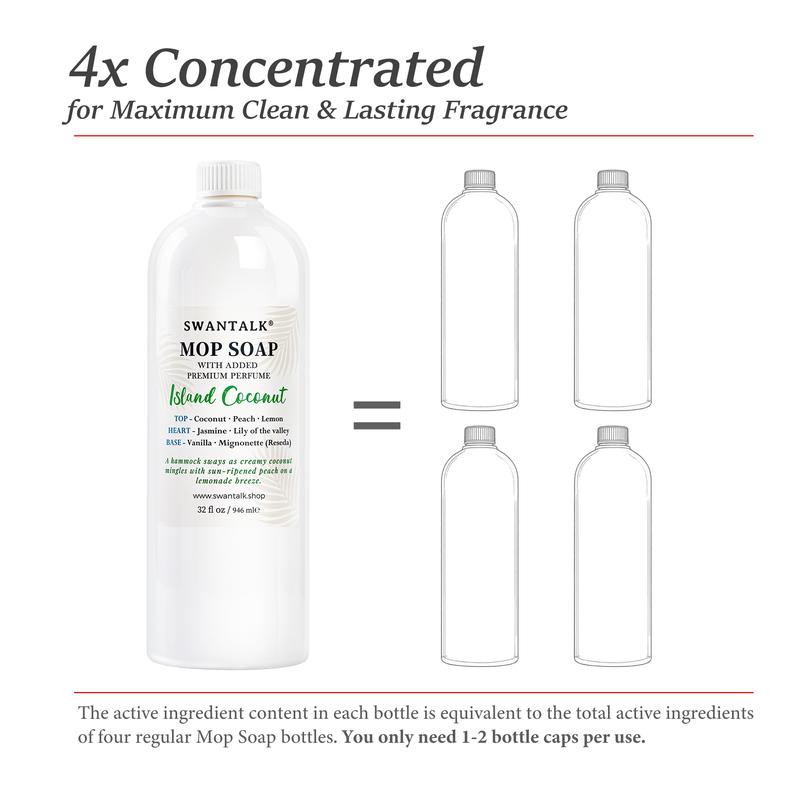 SWANTALK Family Size Mop Soap 32 fl oz, 4X Concentrated, Perfume-Inspired, Pet Friendly, Deodorizing & Multi-Surface Safe, Streak-Free Floor Cleaner