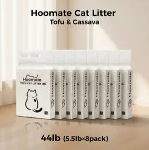 SummerVibes petlovers Hoomate Greenish Tofu & Cassava Cat Litter For Indoor Cats 5.5Lb 8-Pack Ultra-Low Dust Fast Clumping Plant-Based Unscented Biodegradable