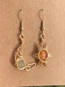 Boho Style Sun & Moon Design Asymmetry Dangle Earrings, Fashionable Chic Jewelry for Women, Trendy Elegant All-match & Exquisite Elegance Jewelry for Birthday Gift, Fashionable Accessories