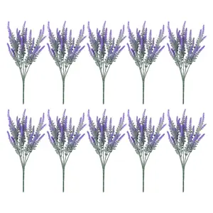 10 Bundles Realistic Artificial Lavender Plants - UV Resistant Fake Lavender Flowers for Indoor Home Decor, Outdoor Patio Arrangements, and Wedding Centerpieces