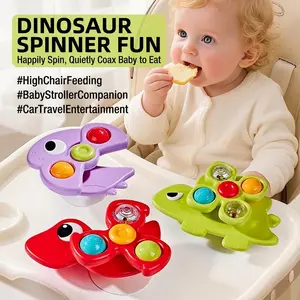 Suction Cup Spinner Toys - 3PCS Set | STEM Sensory Toddler Fidget Spinners for High Chair and Stroller | Interactive Travel Toys for Car Window and Table | Fine Motor Skills Early Development Gift for Baby Boys Girls