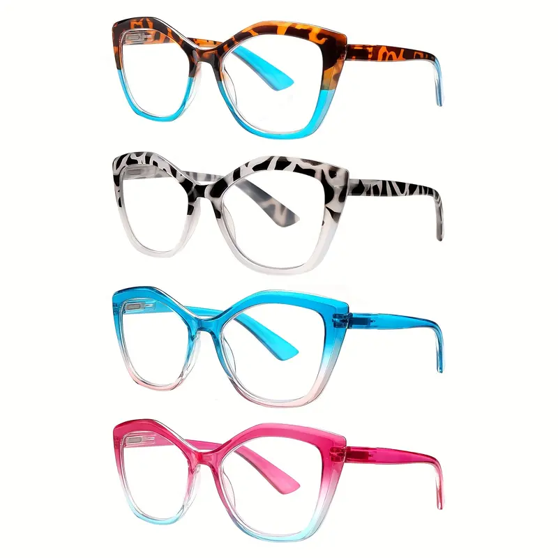 DEAAOK 4 Pack Reading Glasses for Women Blue Light Blocking Fashion Readers with Spring Hinges Computer Eye Glasses Anti Glare UV Eyeglasses