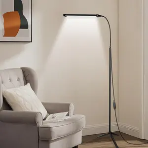 Reading Floor Lamp, USB Powered Dimmable Table Lamp with Adjustable Gooseneck, Decorative Light for Living Room, Bedroom, Office, Modern Standing Light