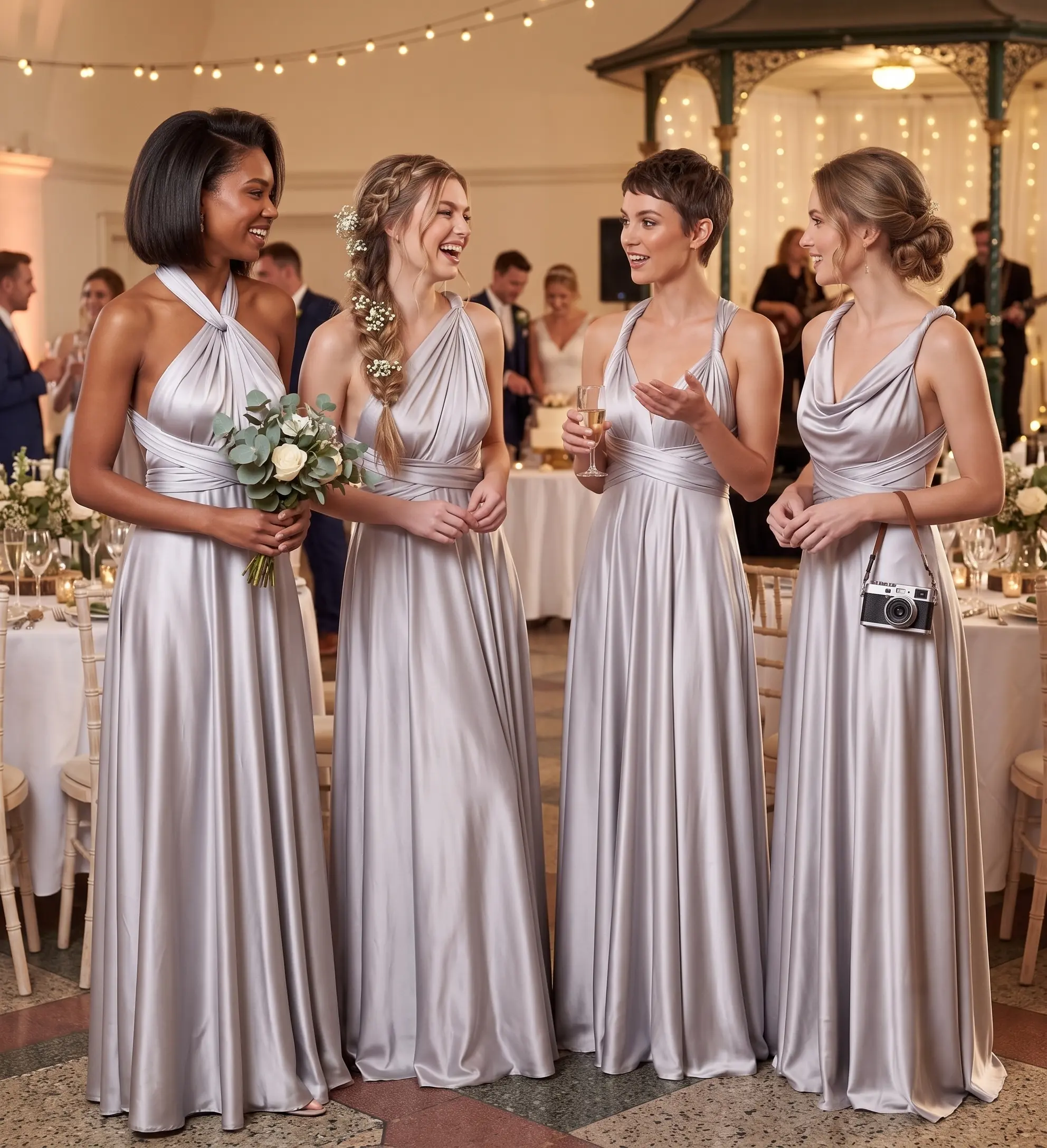 📌 Product Title Women Multiway Convertible Maxi Dress Satin Infinity Long Bridesmaid Evening Party Gown