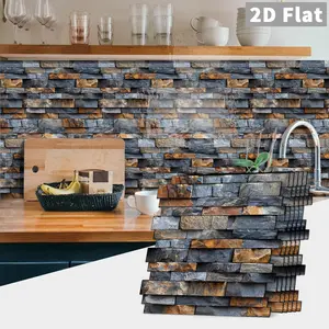 8/16pcs Brick Pattern Marble Backsplash Peel & Stick Wallpaper - Waterproof, Oil-Resistant,Ideal Choice For Kitchen And Bathroom Splash Proof Panels