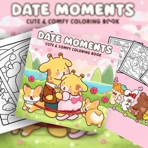 1PC Sweet Cute Pet Coloring Set, made of eco-friendly paper, couple collaborative handmade coloring book, anniversary gift, relaxing and stress-relieving, educational coloring toy, perfect Valentine's Day gift, adult coloring book