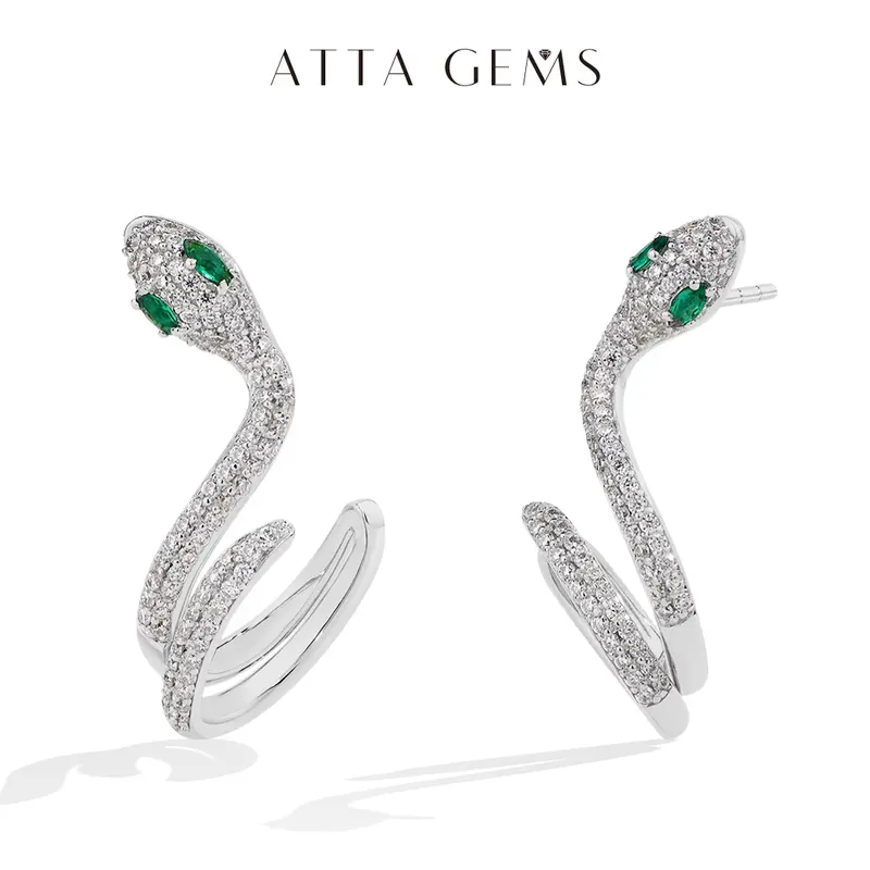 Special Style Snake shape Synthetic Moissanite Ear Stud For Women and Men  Birthday Gift Party Fashion  Fine Jewelry E034 Studearrings
