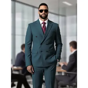 Mens Suit Double Breasted 2-Piece Tuxedo Set: Slim Fit Blazer & Pants | Peak Lapel | Wedding, Business, Formal