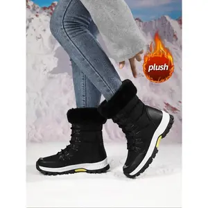 Men's High-Top Snow Boots, Fall Winter Waterproof Anti-Slip Outdoor Shoes, Warm Windproof Ankle Booties for Daily Wear & Sports, Footwear