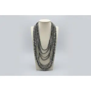 Eight Row Faux Sterling Pearl Layered Necklace Set