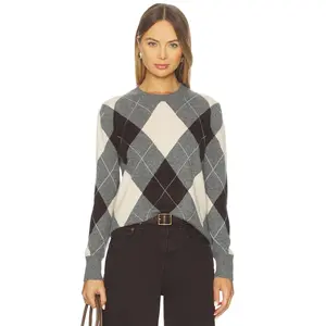 Enza Costa Knit Cashmere Sweater in Argyle
