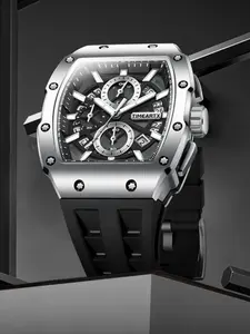 TIMEARTX Men's Watch, Stainless Steel Case, Unique Bucket Design, Luxury Style, Quartz Movement, Functional Men's Wristwatch