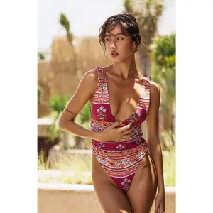 Marrakesh Garden Plunge Corset Bikini One Piece