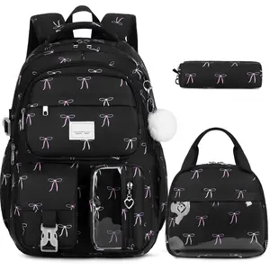 SIMILOVE Waterproof 3 PCS Backpack Set with Lunch Bag & Pencil Pouch --Lightweight School Bag Bookbag for Girls, Ideal for Elementary Middle High School Students dealsforyoudays