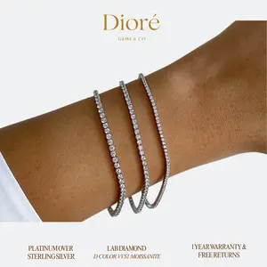 Dioré Gems & Co Lab-Grown Tennis Bracelet 2mm - Elegant Minimal & Timeless with Moissanite Stones & 1-Year Warranty