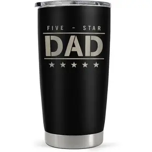 Five-star Dad Tumbler with Lid - Best Dad 20oz Insulated Stainless Steel Mug - Coffee Cup for Travel Sport Outdoor Activities Office, Gift for Birthday Father's Day