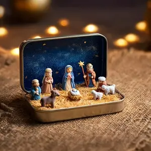 Jesus Birth Scene Iron Box Set for Holiday Display, Detailed Lightweight Christmas Decoration, Family Tradition Prayer Scene, Religious Decor, Religious Home Decor, Ornaments