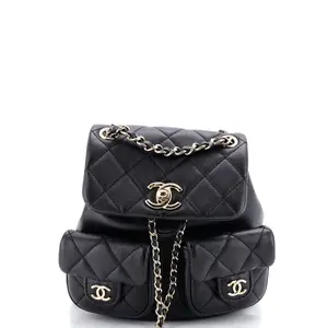 Pre-owned CHANEL Leather Backpacks Duma Pockets Drawstring Backpack Quilted Calfskin Small by Rebag
