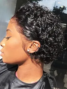 6 Inch Short Curly Wigs for Women, Fluffy Pre-plucked Hairline Human Hair Wigs, Curly Bob Wig, 13*1 Lace Front Wigs for Party, Daily Use