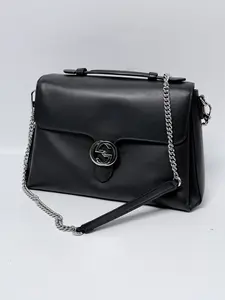 Pre-owned GUCCI leather Shoulder Bags Interlocking G Chain Shoulder Bag Black JD541GG