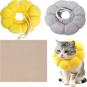 2 Pcs Pet Collar Set – Anti-lick soft neck cone for cats and small dogs with self-adhesive scratch pad. Comfortable and gentle design for daily use, helps prevent licking and protects healing areas.