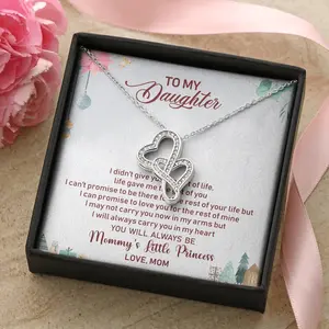 To My Daughter Necklace - Mommy Little Princess - Princess Necklace - Princess Necklace For Little Girls - Princess Ne Double Hearts Necklace