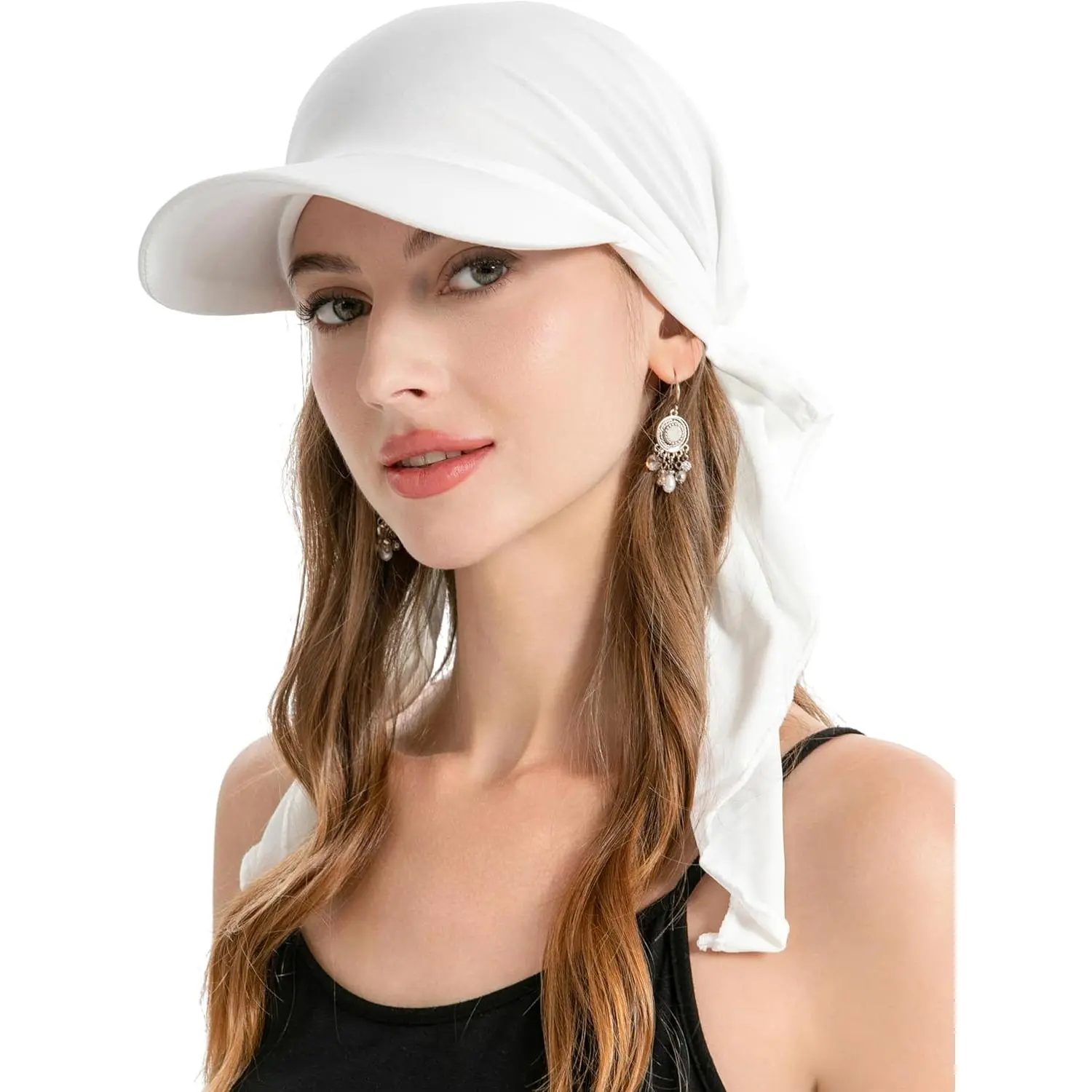 Chemo Headwear for Women Brim Visor Head Scarf Pre Tied Headwraps Lightweight Skull Cap