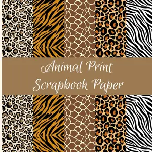 Animal Print Scrapbook Paper: Tiger, Giraffe, Zebra, Cheetah, and Leopard Print Craft Paper Pad Supplies, 40 Pages, 8.5" X 8.5"