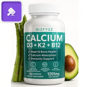 $1 AUCTIONS 4-in-1 Calcium 1200 mg with Vitamin D3 - Calcium Supplement for Men and Women with Vitamins K2 and B12 5000 IU - High-Strength Calcium Citrate for Bone and Heart Health (60 Tablets)