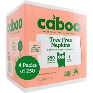 Tree Free Napkins, 4 Packs of 250, 1000 Total Napkins, Sustainable & Disposable Kitchen Napkin