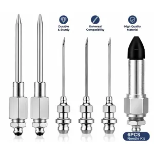 6PCS Grease Gun Accessory Kit – Grease Needle Nozzles, Injector Tips & Rubber Adapter for Small & Hard-to-Reach Areas